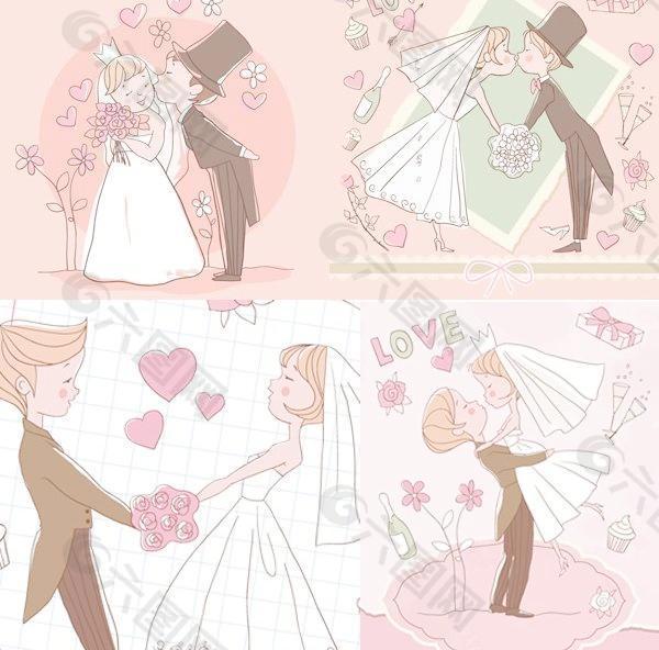 新娘和新郎的卡通