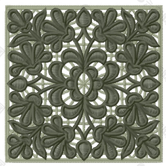 绣花 传统图案 色彩 灰色 绿色 免费素材