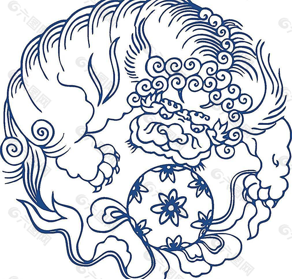 青花瓷图案 麒麟纹