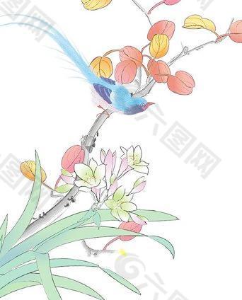 在中国传统花鸟画的插图