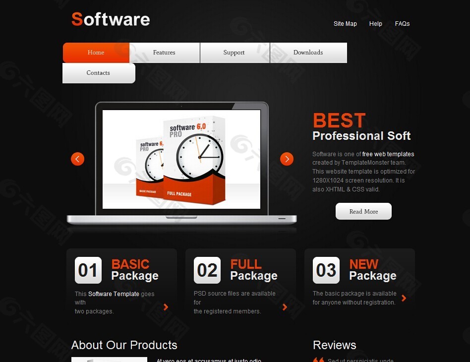 橙色导航软件产品网站模板