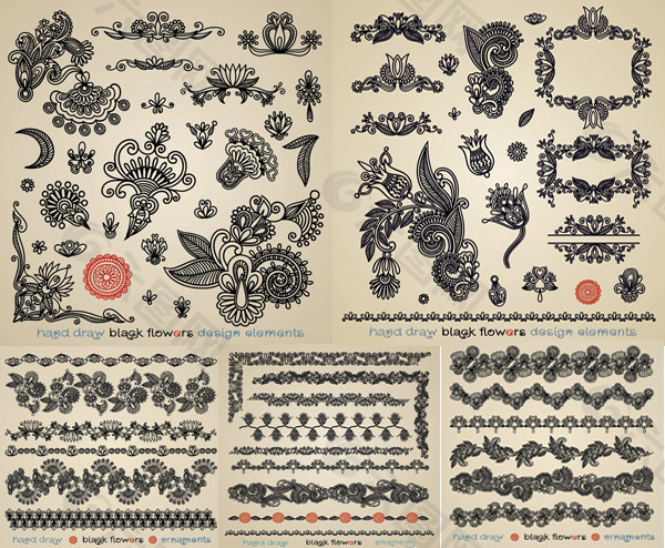 中国古典剪纸纹样矢量素材