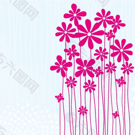 印花矢量图 优雅植物 花 色彩 玫红色 免费素材