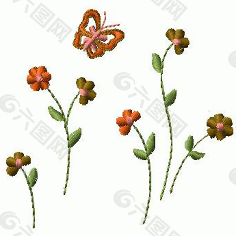 绣花 植物 花 色彩 绿色 免费素材