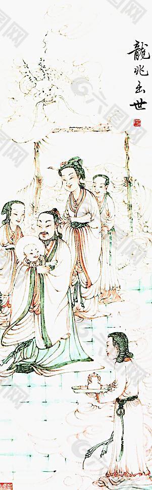 龙兆出世 佛教国画图片