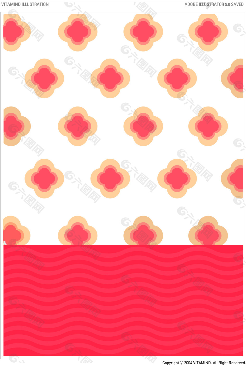 波浪红花背景