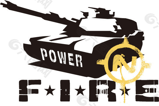 印花矢量图 徽章标记 交通 坦克 军事 免费素材
