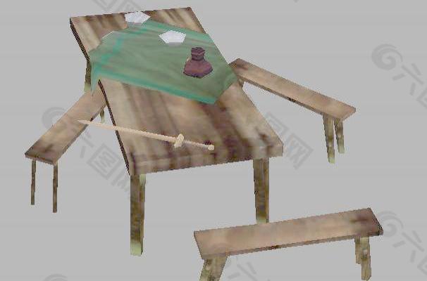 农家条木桌 长凳