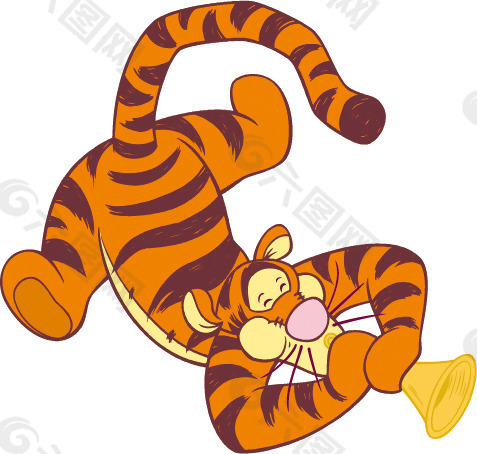 印花矢量图 跳跳虎 Tigger 可爱卡通 棕色 免费素材