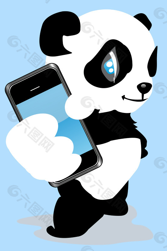 随着移动电话的熊猫