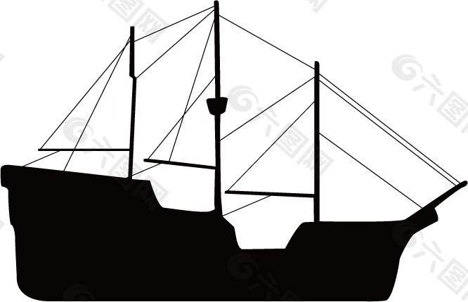 印花矢量图 船 帆船 交通工具 运输工具 免费素材