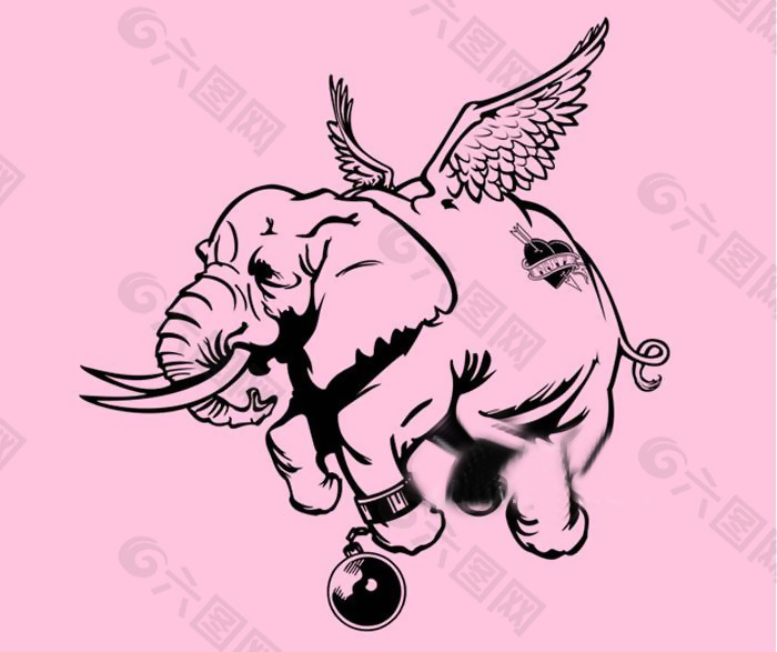 位图 动物 大象 色彩 粉红色 免费素材