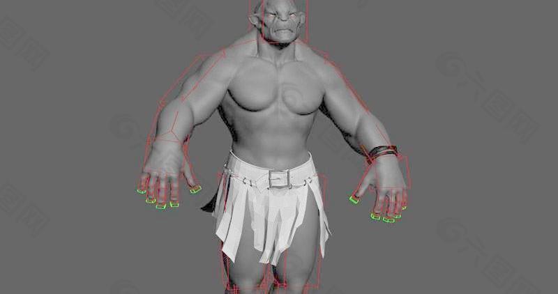 Fully lit, Rigged & Textured Troll 包含骨骼绑定和贴图