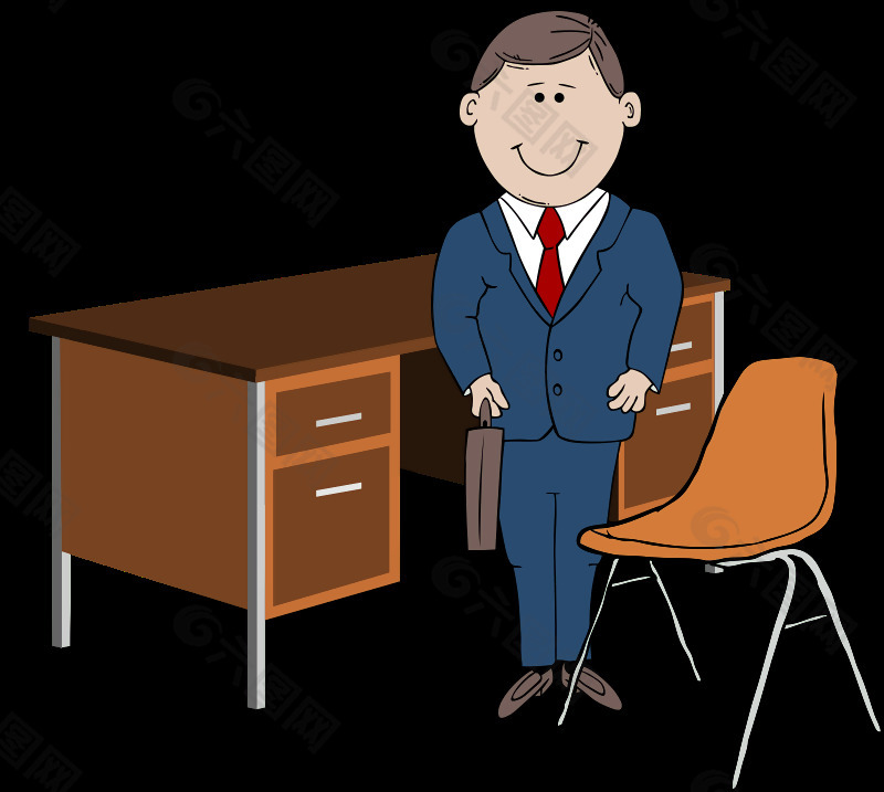 老师/经理的桌子和椅子之间