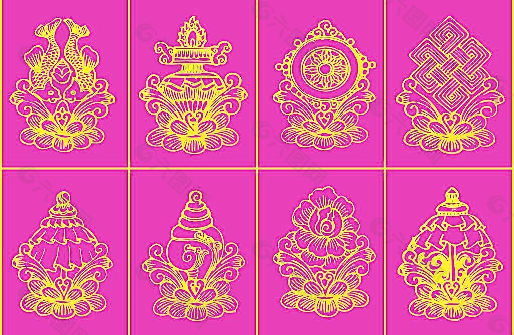 佛教图案 西藏八宝图片