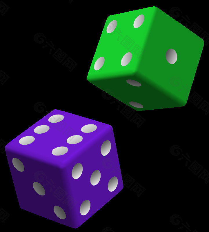 绿色和紫色的骰子