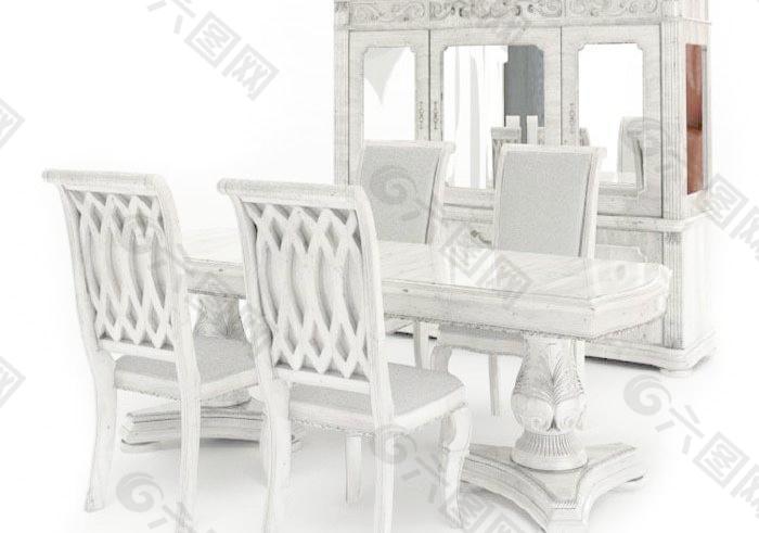 桌椅柜组合 欧式餐桌 椅子 橱柜 012