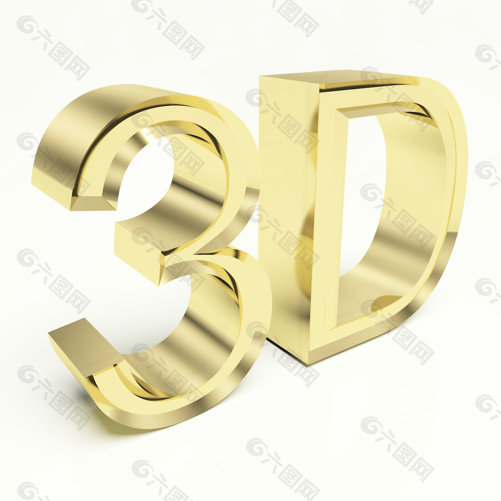 金色字母字符的三维金属