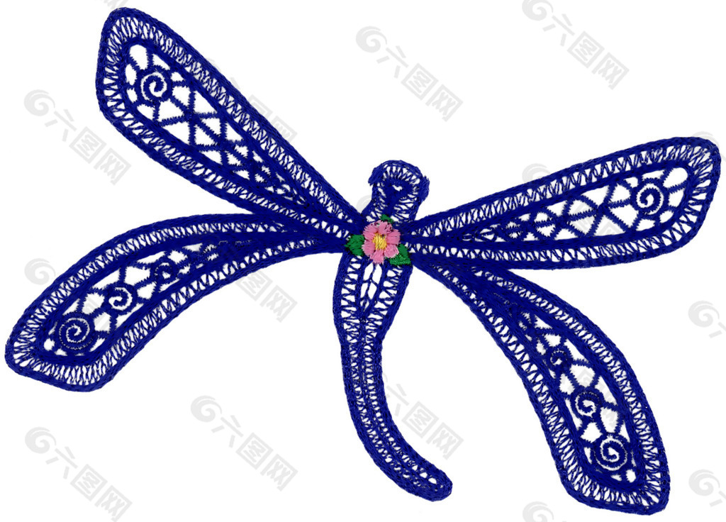 繡花動物昆蟲蜻蜓色彩免費素材