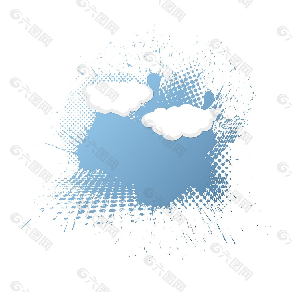 蓝色色调垃圾和云层背景矢量