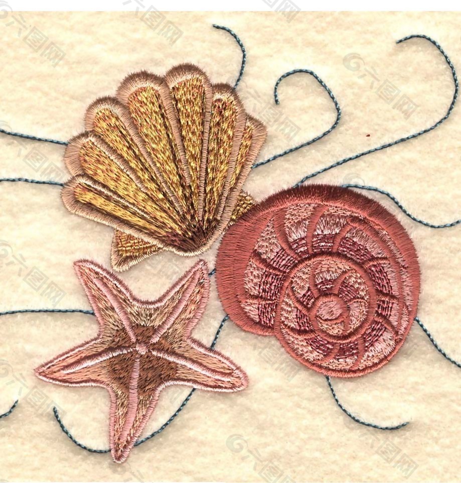 绣花 动物 海螺 海贝 免费素材