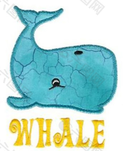 绣花动物鲸鱼文字英文免费素材产品工业素材免费下载 图片编号 六图网