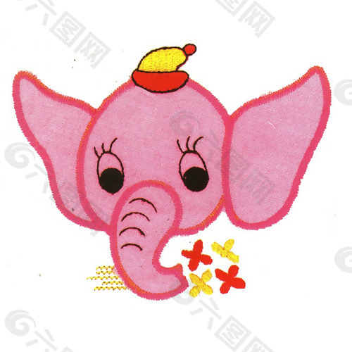 绣花 动物 色彩 大象 粉红色 免费素材