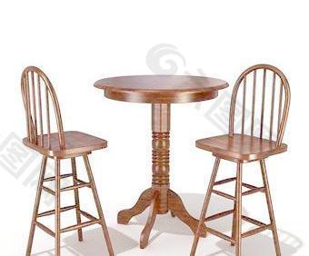 红木休闲茶椅两人位整套模型023(带贴图)