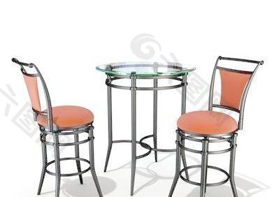 休闲咖啡桌椅整套模型01(带贴图)