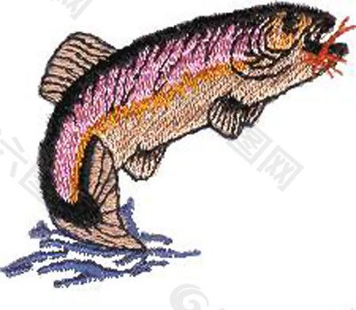 绣花 动物 鱼 色彩 彩色 免费素材