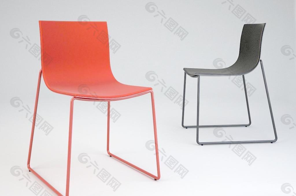 红和黑2个椅子spHaus Black Betty Chair 3D model