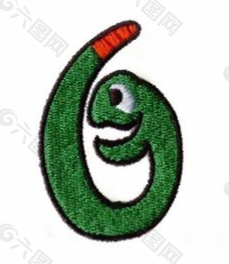 绣花 青色 绿色 幼蛇 可爱 免费素材