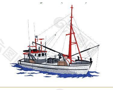 绣花 轮船 大海 海洋 航海 免费素材