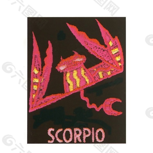 绣花 文字 英文 scorpio 色彩 免费素材