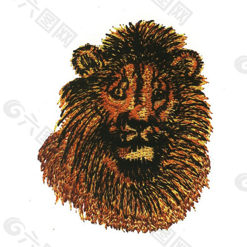 绣花 动物 狮子 色彩 棕色 免费素材