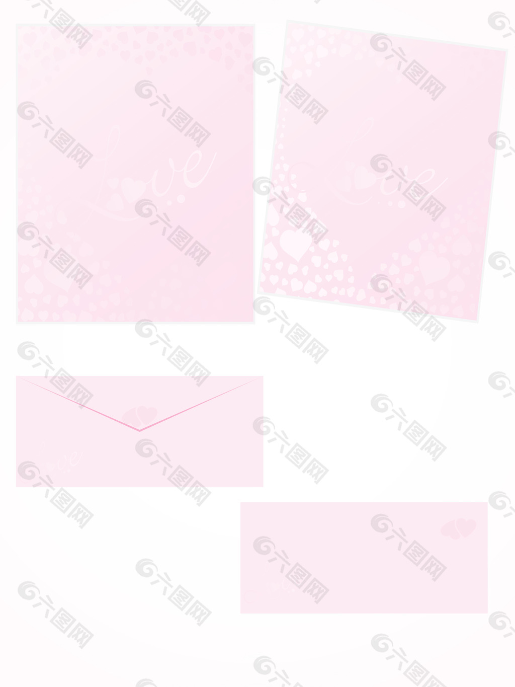 粉红色的浪漫的音符与信封信集2