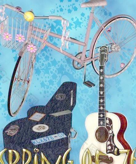 Spring of 76 Bicycle and Guitar Set自行车和吉他（ps_ac935）