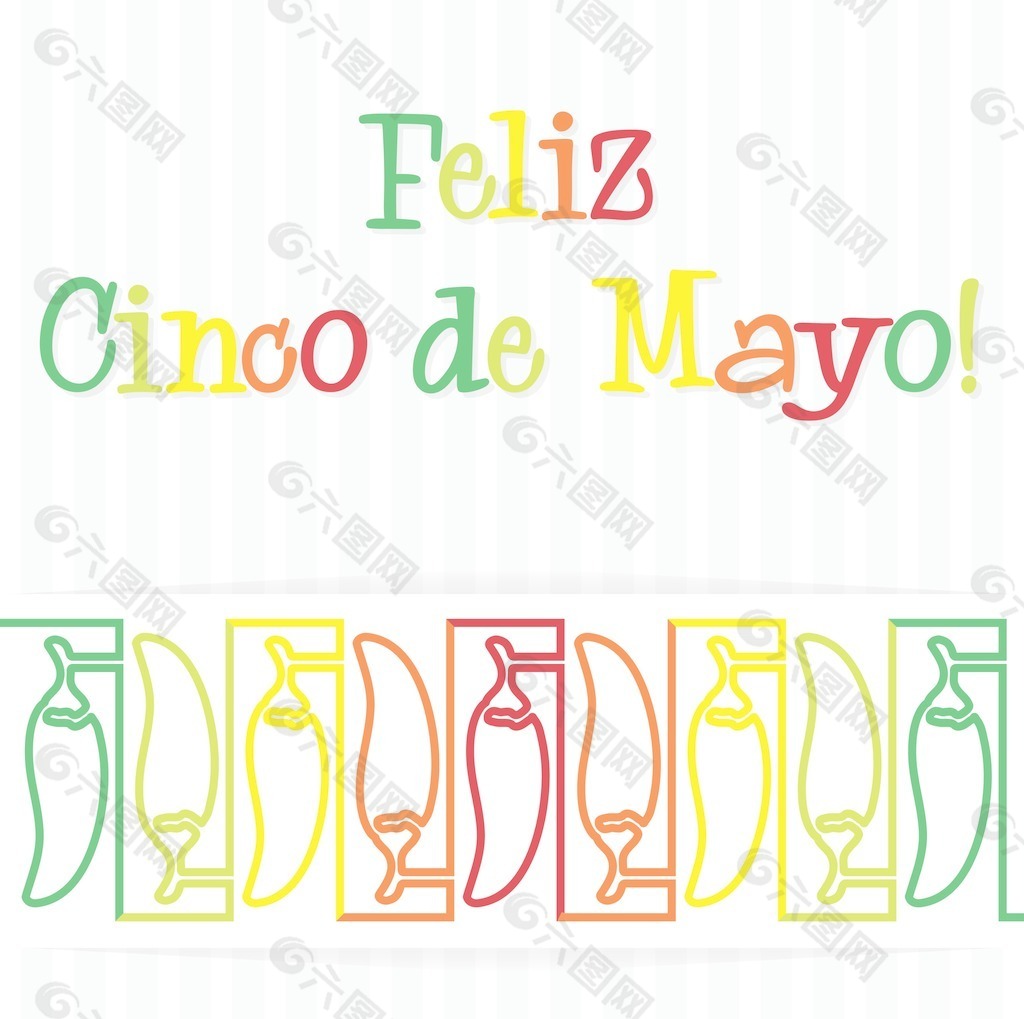 Feliz Cinco de Mayo（幸福5月第五）辣椒卡矢量格式
