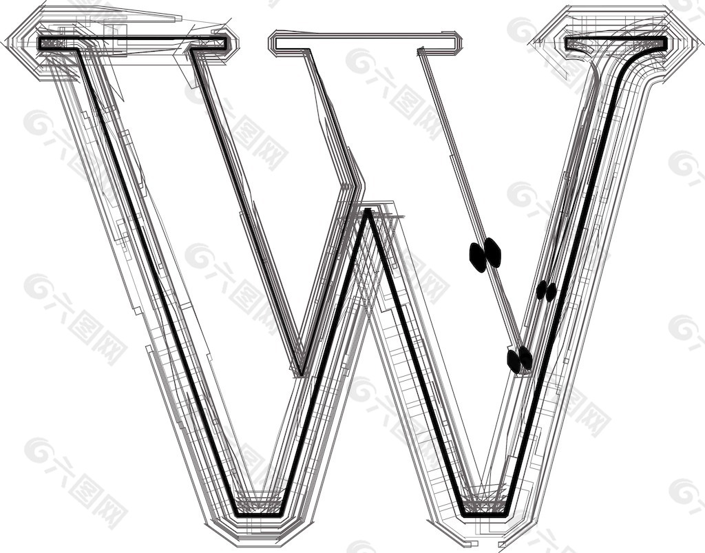 技术字体字母W
