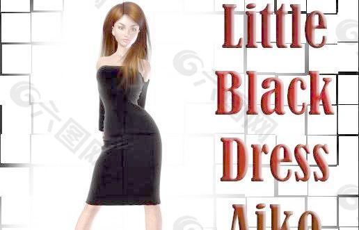 Woman blac dress v3 女人