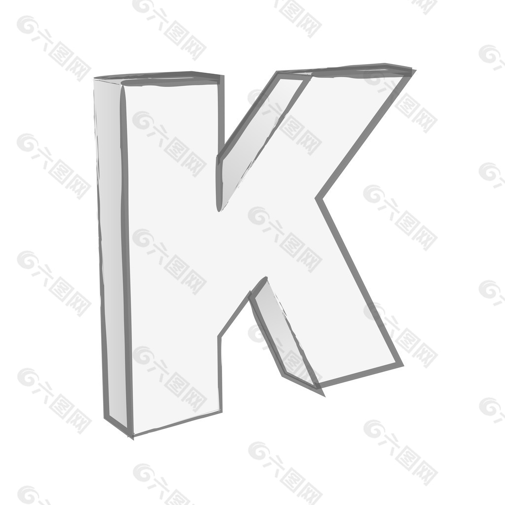 复古的3D字母K文本向量