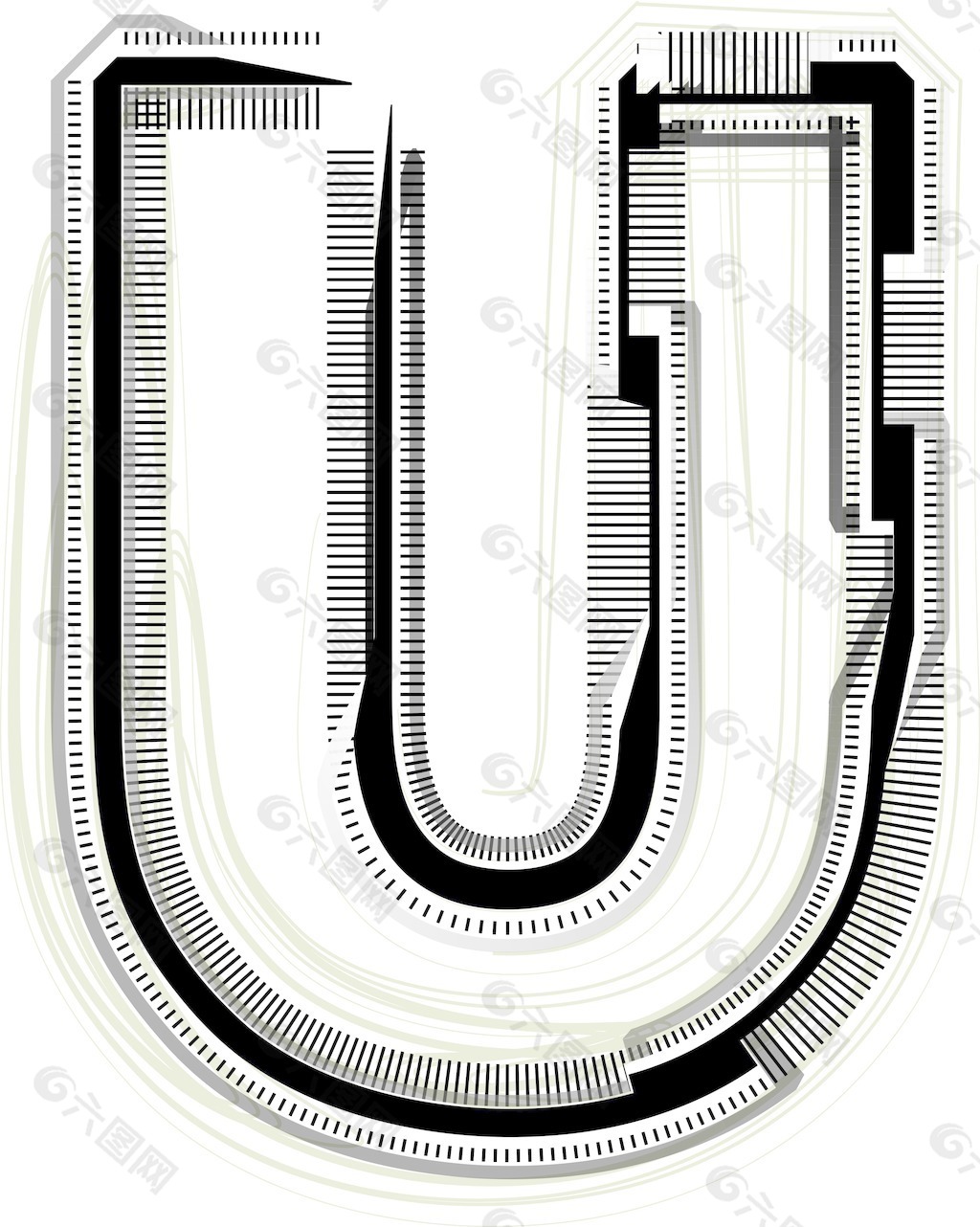 技术字体字母U
