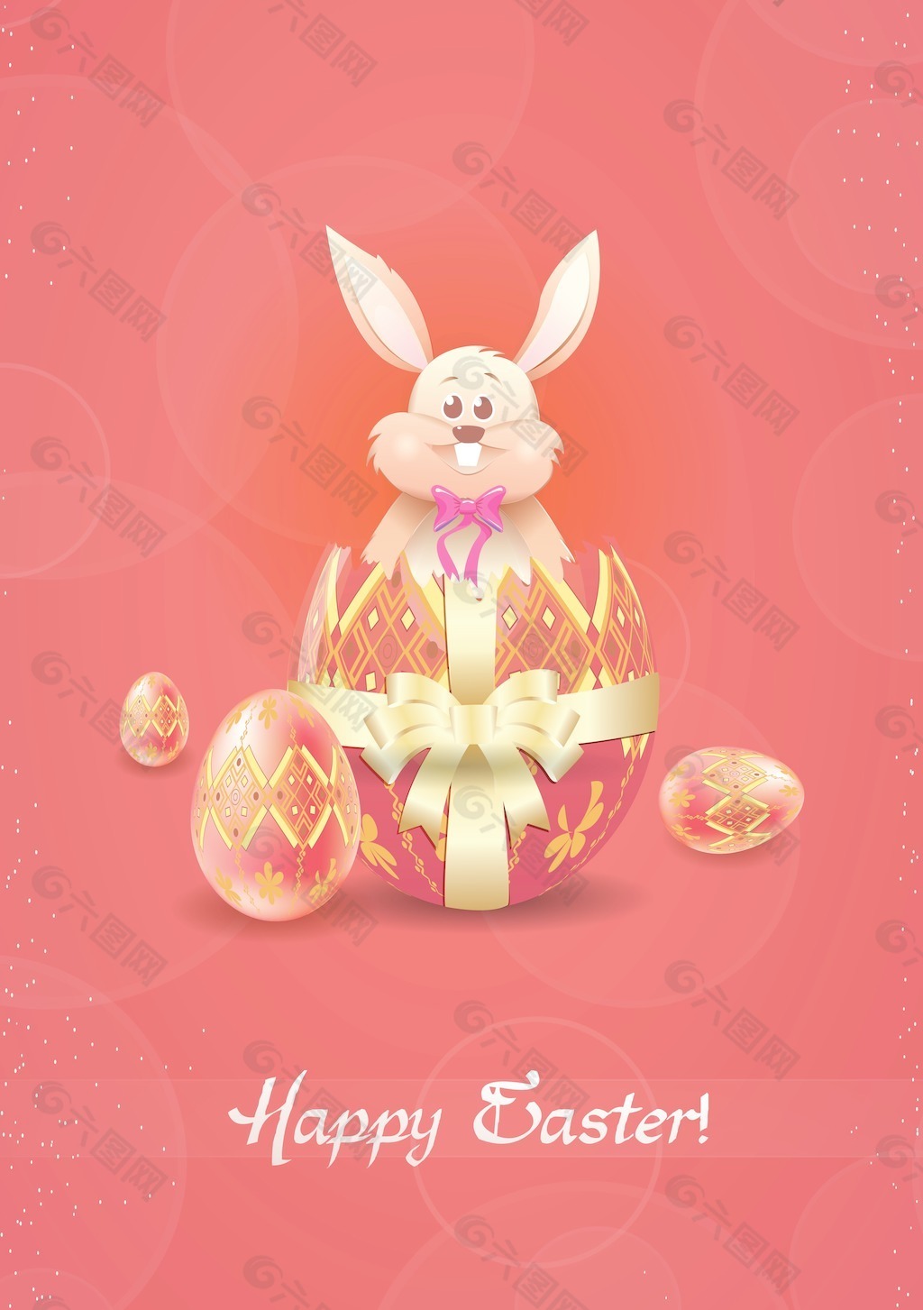 可爱的兔子带着一篮子鸡蛋的卡通兔子插画图片素材_ID:421737996-Veer图库