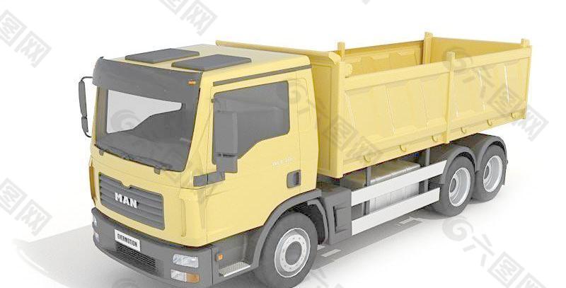 高精度黄色自卸卡车整体模型
