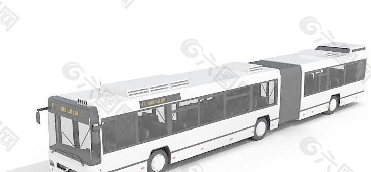 城市白色公交车整体模型05