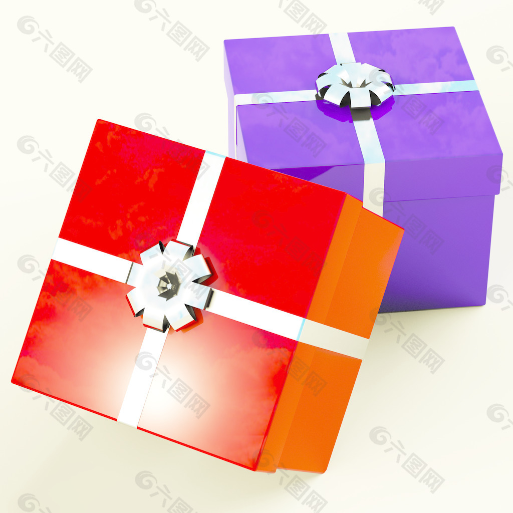 红色和蓝色的礼品盒 至于他和她的礼物