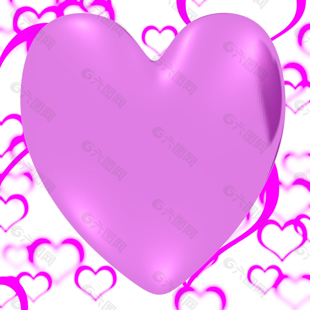 淡紫色的心在心脏的背景显示爱浪漫的情人节