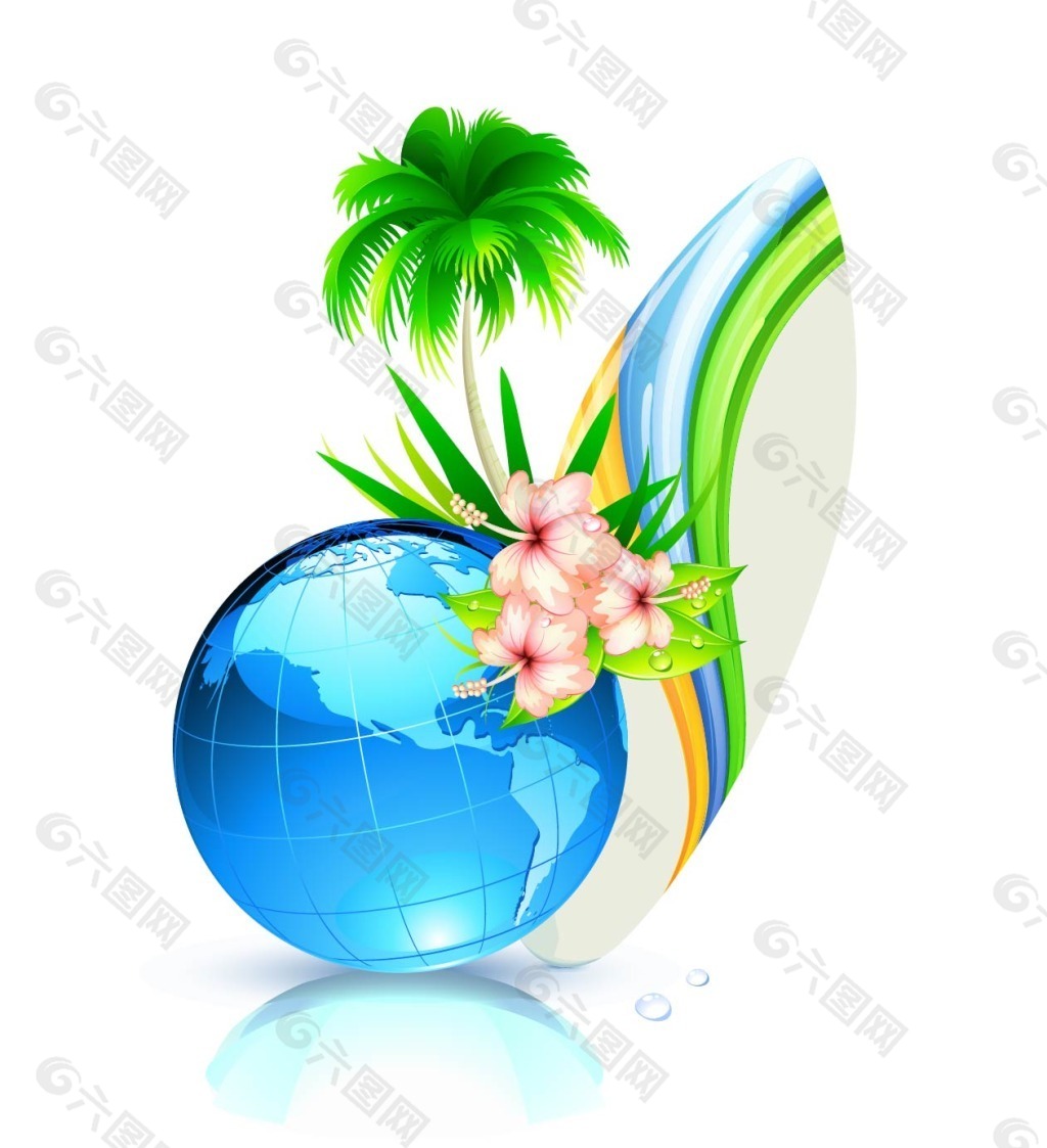 水晶地球和椰树