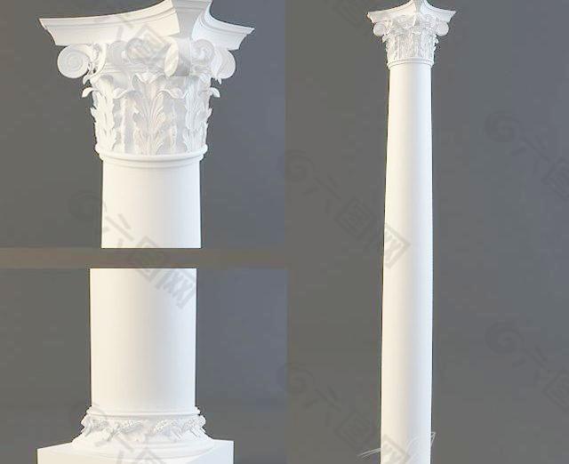 Classic Column Corinf 柱子 白色柱子