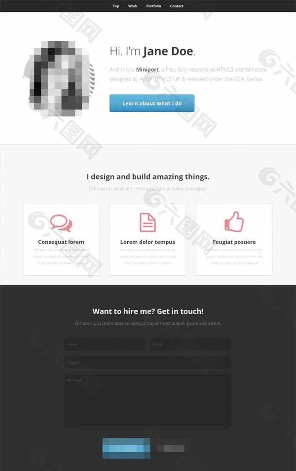 全屏自适应html5单页模板